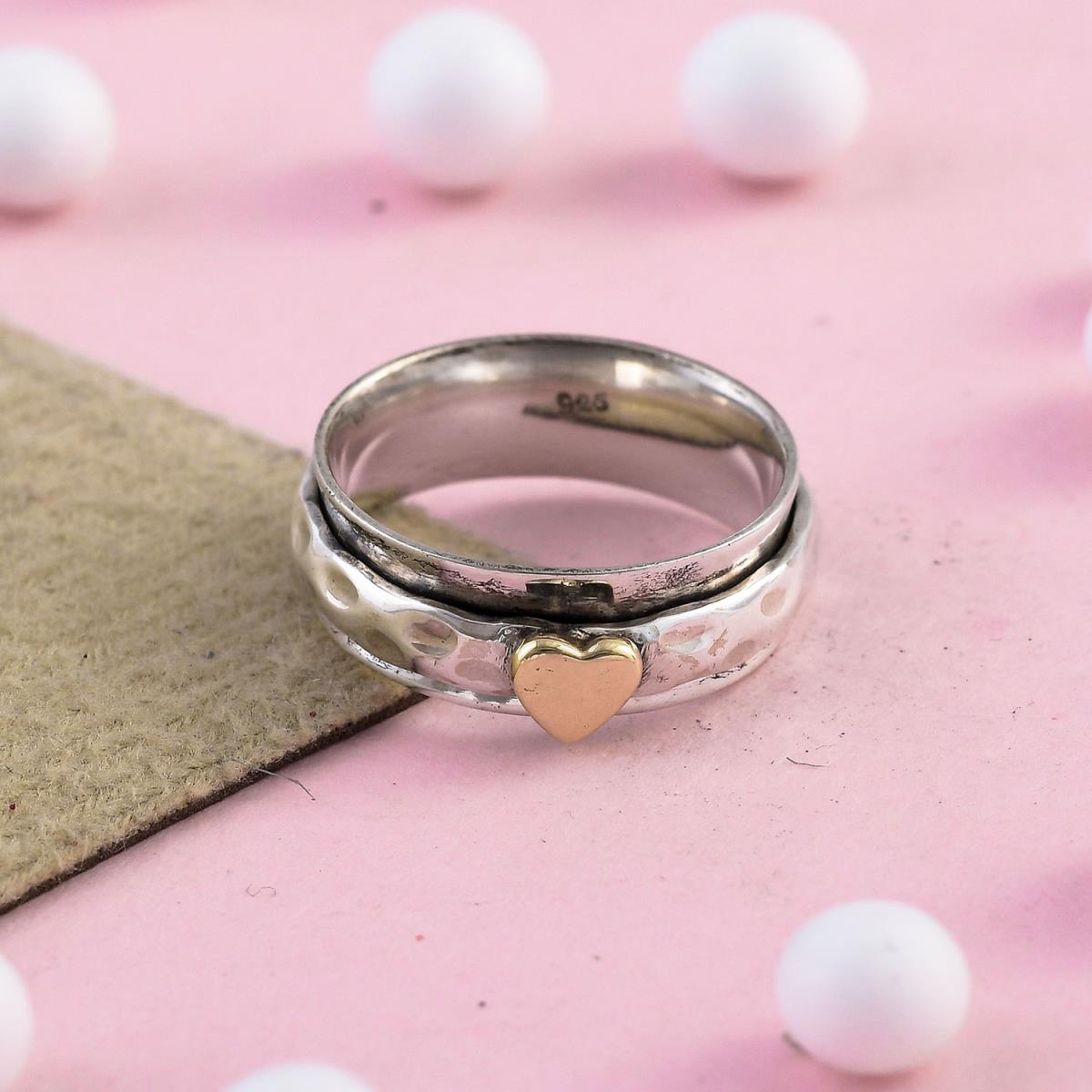 Heart Design Sterling Silver Spinner Ring Jewelery | Akrati Jewels Inc